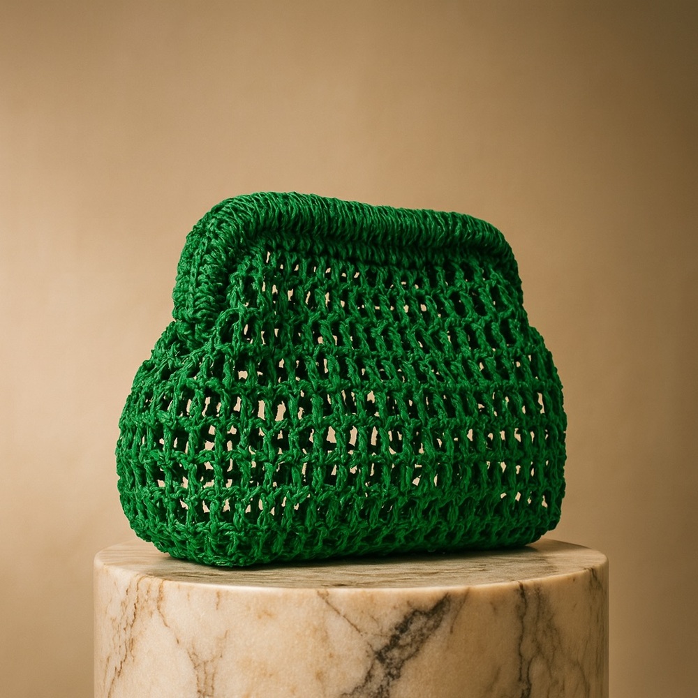 Free People Crochet Sand Bound Clutch Bag– Sold Out • Emerald Green